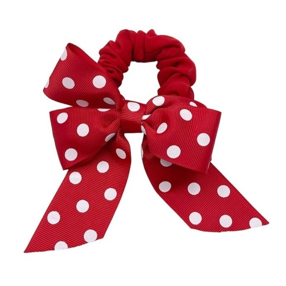 Girls Red Scrunchie Elastic Hairbands Hair Ties Charmeuse - Picture 1 of 8